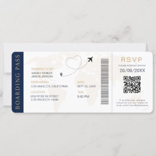 Boda de tarjeta de embarque Boda de destino Código