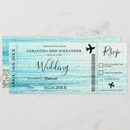 Boda de tarjeta de embarque de avión de playa de g