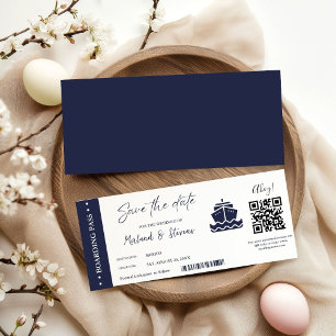 Boda de tarjeta de embarque para barco de crucero