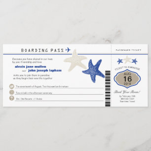 Boda de tarjeta de embarque Royal Blue Tan Starfis