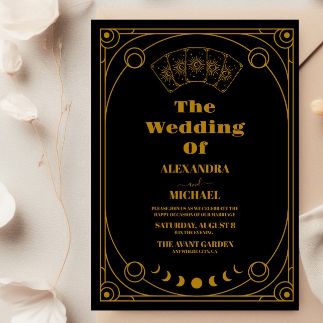 Boda de tarjeta de tarot elegante dorada (Subido por el creador)