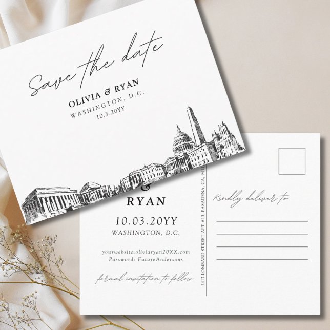 Boda de tarjeta postal de Washington DC para guard (Washington DC Save the Date Postcard Wedding
)