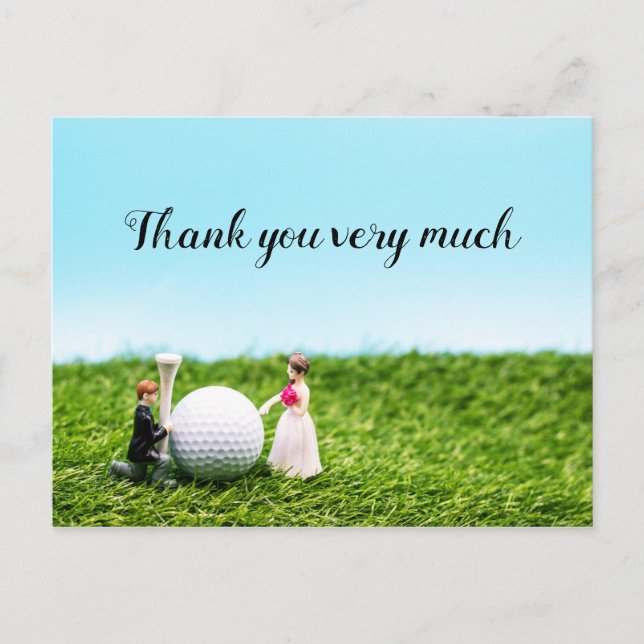 Boda de tarjetas de agradecimiento de golf con nov (Anverso)