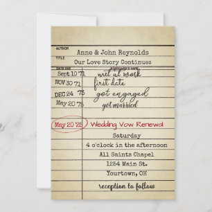 Boda de tarjetas de biblioteca antigua promete ren