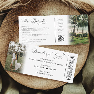 Boda de tarjetas de embarque de código QR de desti
