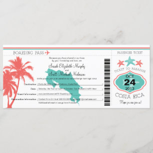 Boda de tarjetas de embarque de Costa Rica