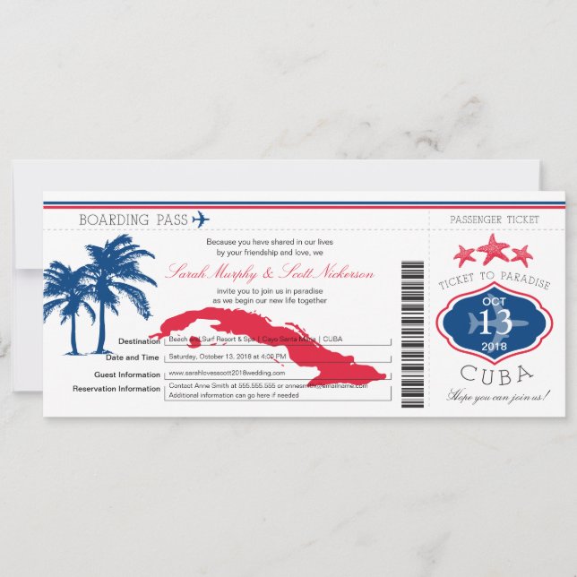 Boda de tarjetas de embarque de Cuba (Anverso)