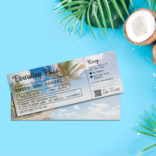 Boda de tarjetas de embarque de destino del Caribe (Subido por el creador)