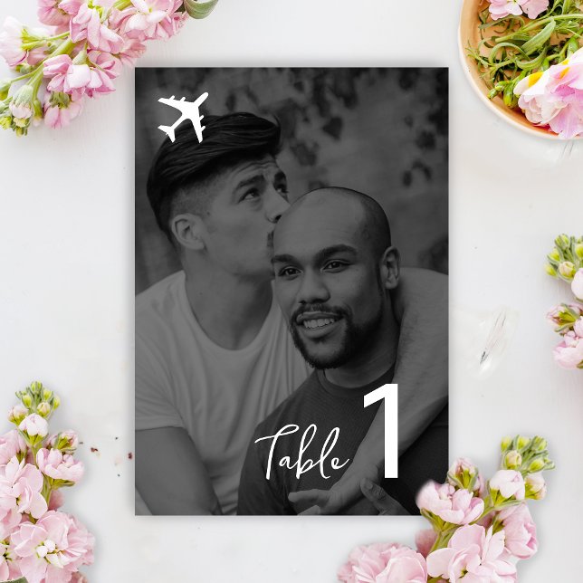 Boda de tarjetas de embarque de destino fotográfic (Table Number)