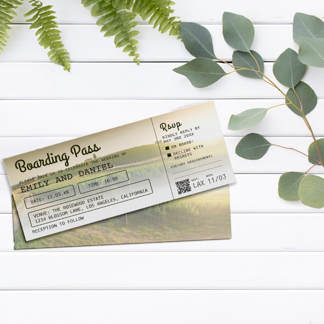 Boda de tarjetas de embarque de destino toscano de (Subido por el creador)