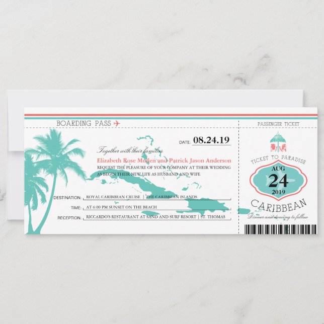 Boda de tarjetas de embarque de las Islas del Cari (Anverso)