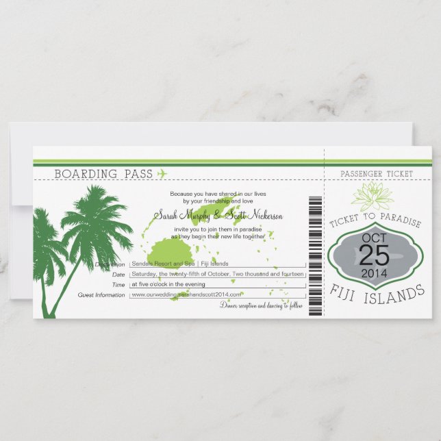 Boda de tarjetas de embarque de las Islas Fiji (Anverso)