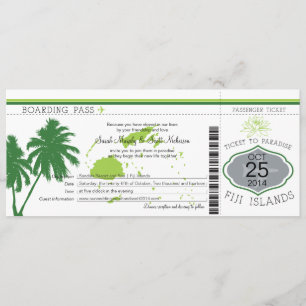 Boda de tarjetas de embarque de las Islas Fiji
