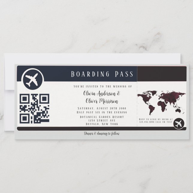 Boda de tarjetas de embarque de Mapa de Borgoña de (Anverso)