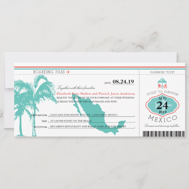 Boda de tarjetas de embarque de México (Anverso)