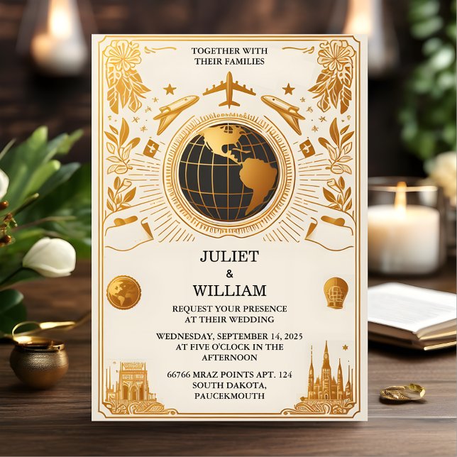 Boda de tarjetas de embarque de pasaportes de oro  (Subido por el creador)