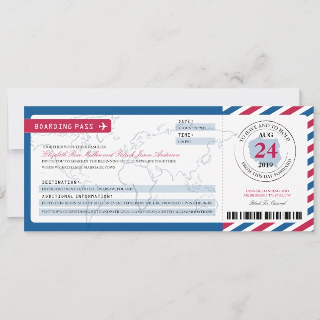 Boda de tarjetas de embarque para correo aéreo de  (Anverso)
