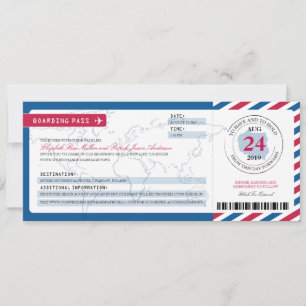 Boda de tarjetas de embarque para correo aéreo de 