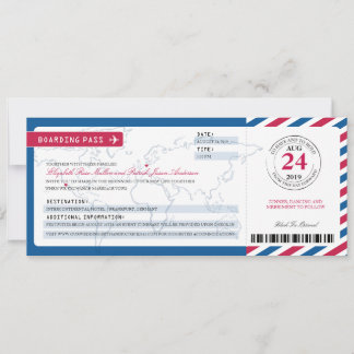 Boda de tarjetas de embarque para correo aéreo de