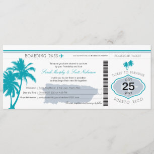 Boda de tarjetas de embarque para Puerto Rico gris