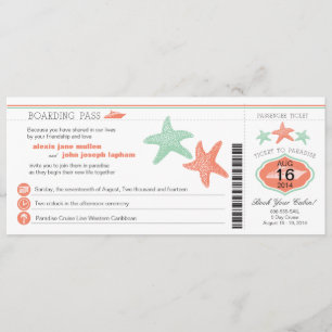 Boda de tarjetas de embarque Starfish para crucero