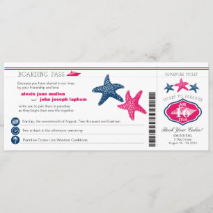 Boda de tarjetas de embarque Starfish para crucero