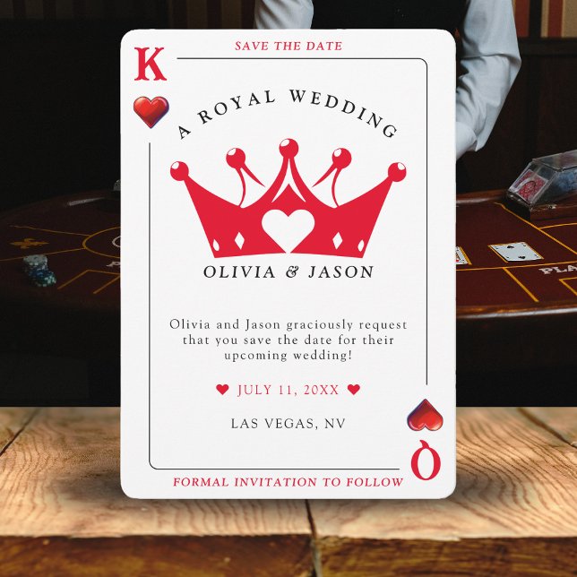 Boda de tarjetas de poker del Casino del Rey y la  (King & Queen of Hearts Casino Poker Card Wedding
)