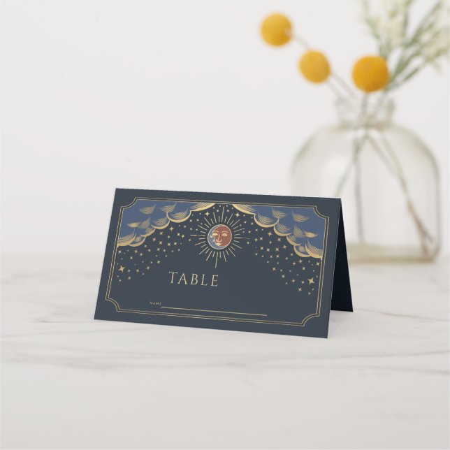 Boda de tarjetas dorado y tarot lunar (Anverso)