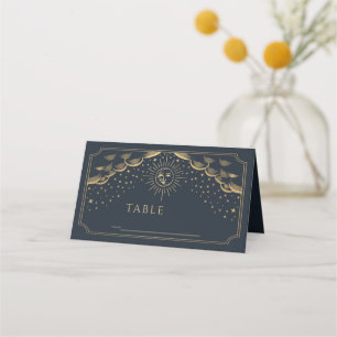 Boda de tarjetas Gold & Navy Sun y Moon Tarot