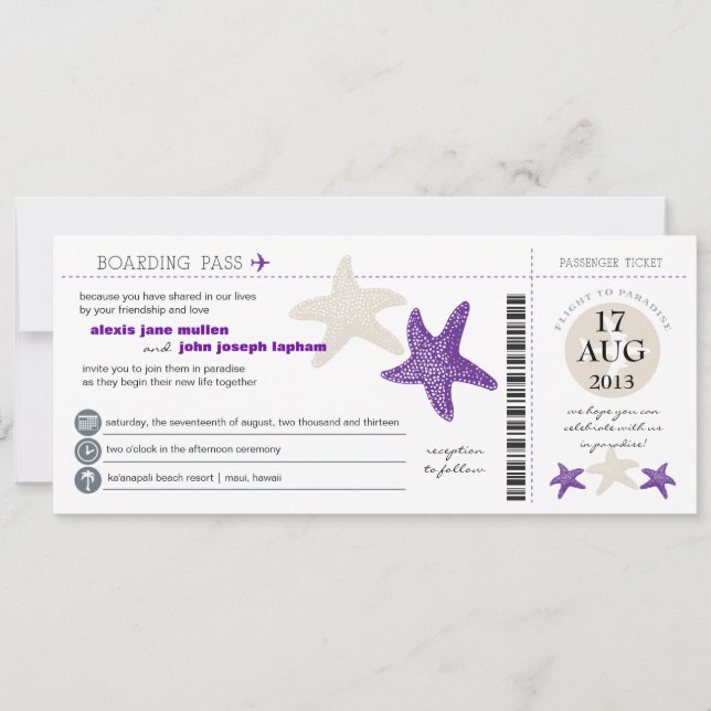 Boda de tarjetas Starfish Boarding (Anverso)