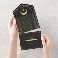 Boda de tarjetas Tarot de oro negro místico
