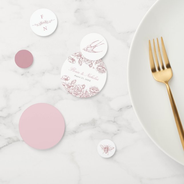 Boda de tela rosa Mesa Confetti Chinoiserie (Grupo)