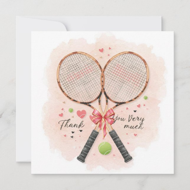 Boda de tenis con raqueta y corazones de amor (Anverso)