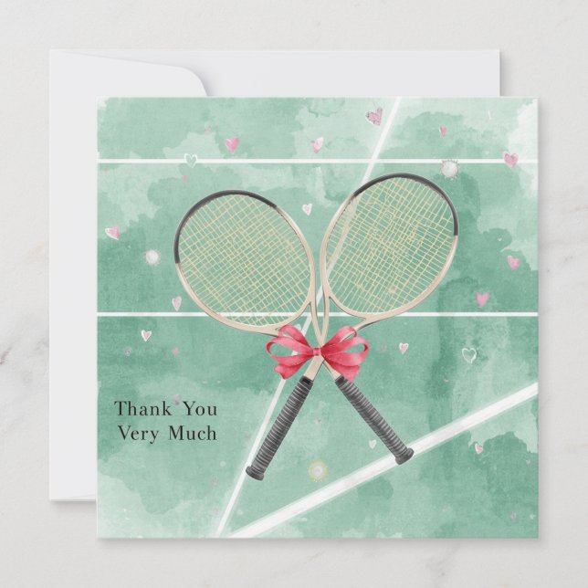 Boda de tenis con raqueta y corazones de amor (Anverso)