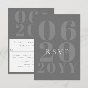 Boda de tipo negrita gris Minimalista RSVP