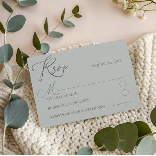 Boda de tipografía de Sage Green RSVP minimalista