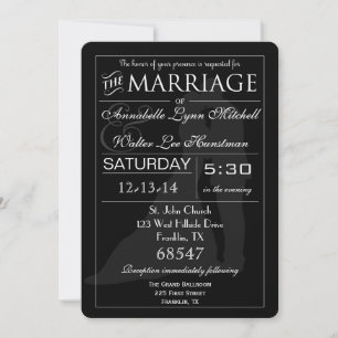 Boda de tipografía invitación en blanco y negro
