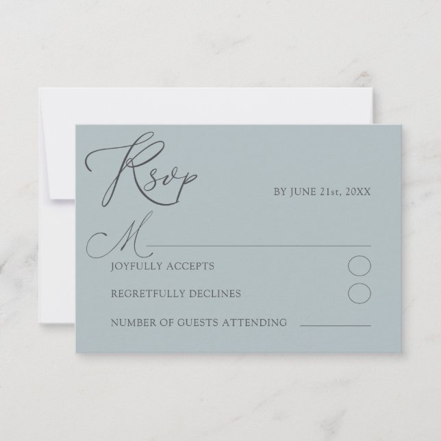 Boda de tipografía mínima de Blu RSVP (Anverso)
