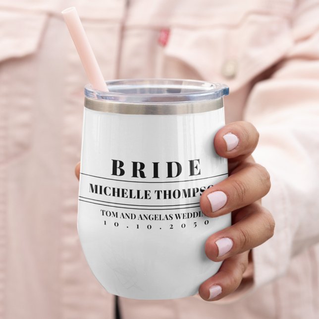 Boda de Tipografía Moderna Personalizado de novias (Custom personalized Bride Modern bold lettering wine tumbler)