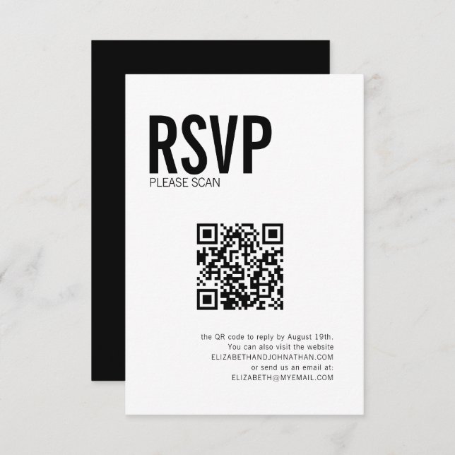Boda de tipografía simple Sitio web Código QR RSVP (Anverso / Reverso)