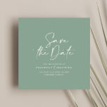 Boda de tipografía verde sage script casual<br><div class="desc">Guión casual sage green typography save the date invitación.</div>