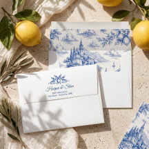 Boda de Toile Costero Italiano Azul
