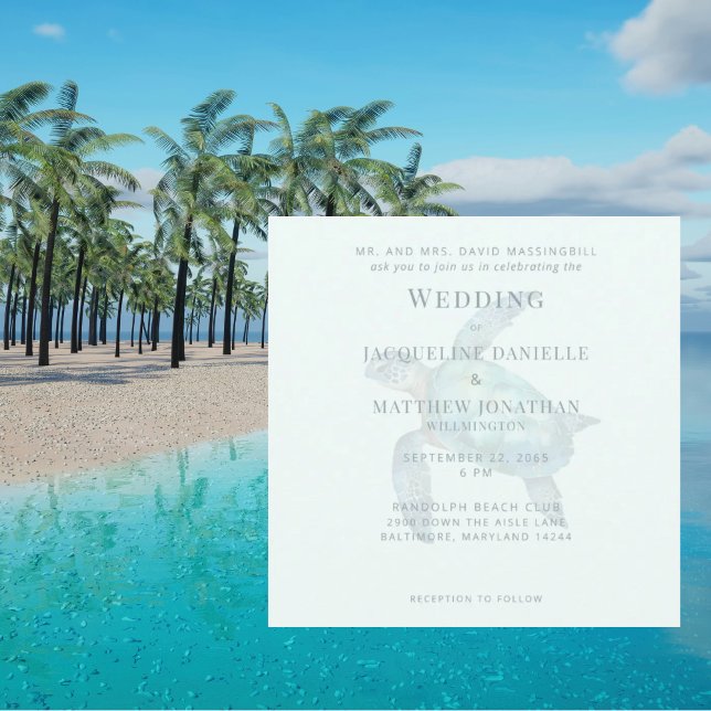 Boda de Tortuga Marina Tropical Cuadrada (Subido por el creador)