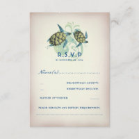 Boda de tortugas en el mar verde azulado RSVP