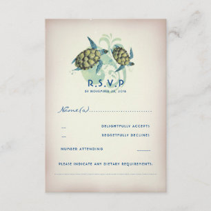 Boda de tortugas en el mar verde azulado RSVP