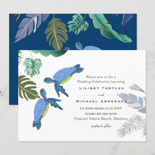 Boda de Tortugas Marinas Azul Amarillo