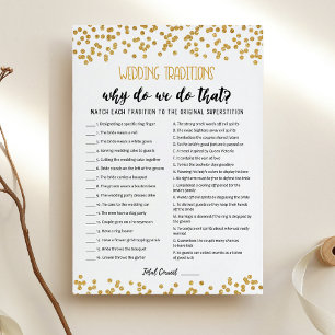 Boda de tradiciones con tarjeta de juego de respue