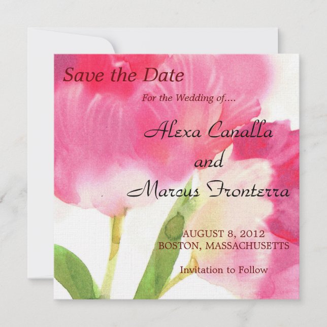 Boda De Tulipanes Rosados Guardar La Tarjeta De Fe (Anverso)