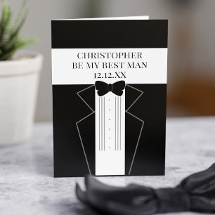 Boda de Tuxedo Sé Mi Mejor Tarjeta Groomsman para