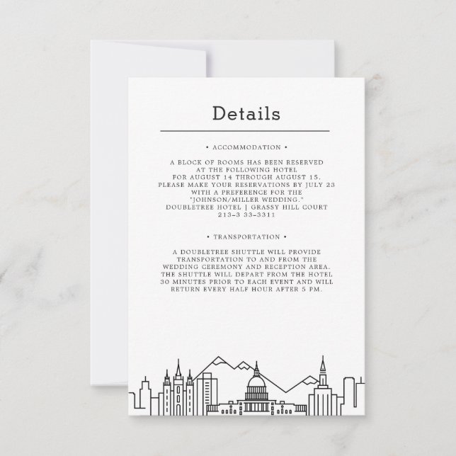 Boda de Utah | Invitación a detalles de invitado (Anverso)